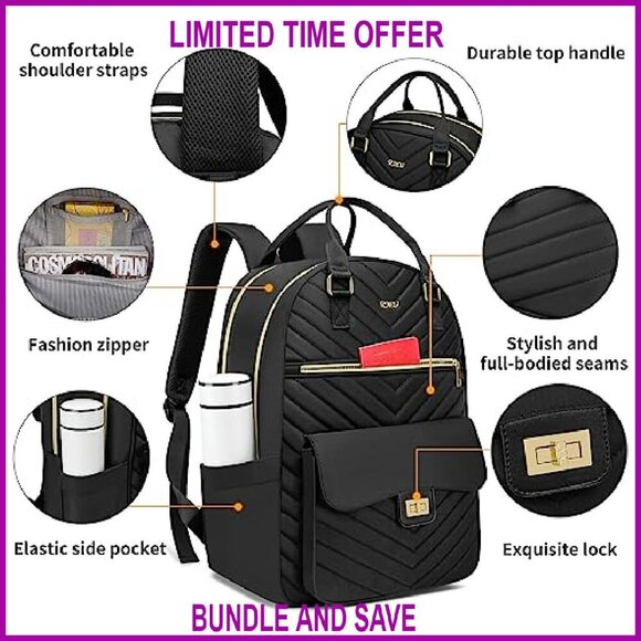 17.3in Laptop Backpack with USB Port, 20 Pockets, Water-Resistant Travel Bag main image 6